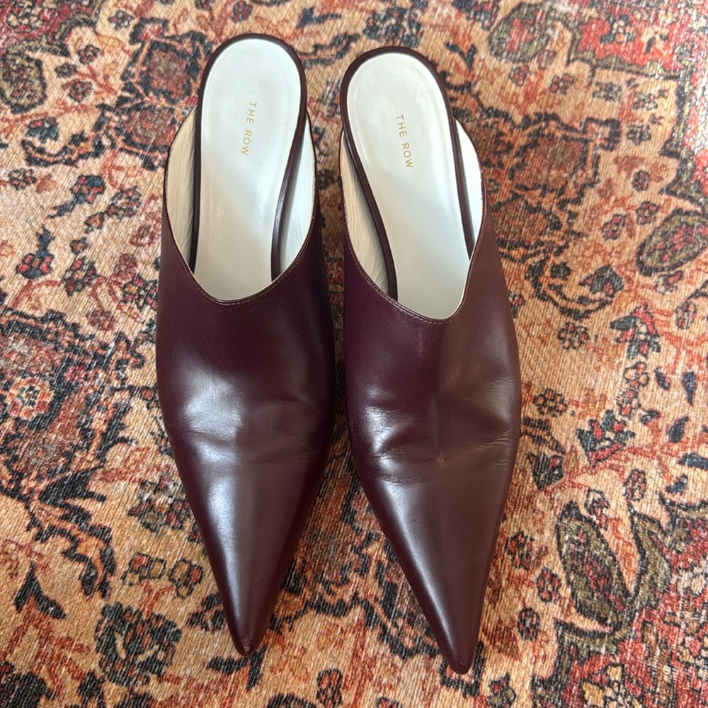 THE ROW Burgundy Mules